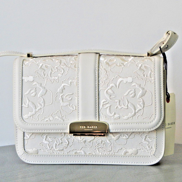 TED BAKER London Ginn Marie Floral Embroidered Crossbody Shoulder Bag Ivory NWT - Picture 8 of 14